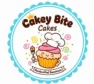 Cakey Bite Cakes logo featuring a cheerful cupcake chef illustration, colorful sprinkles, and the tagline ‘Handcrafted Sweetness